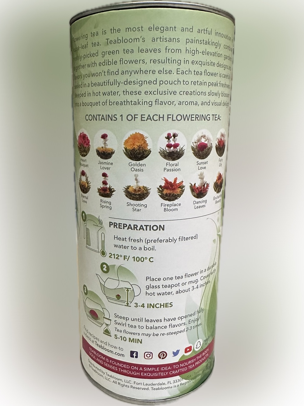 2020 TEABLOOM FLOWERING GREEN TEA FLOWERS 11 CT COLLECTIBLE TIN HEALTHY HOT COLD - Picture 3 of 12